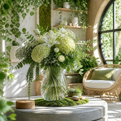 bouquet of flowers in a glass vase