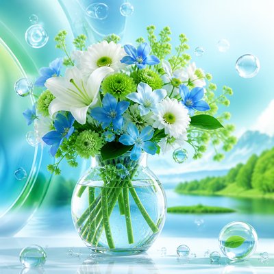 bouquet of flowers in a glass vase