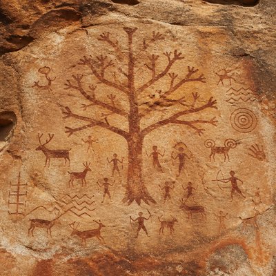 a tree in nature — Rock Art Style