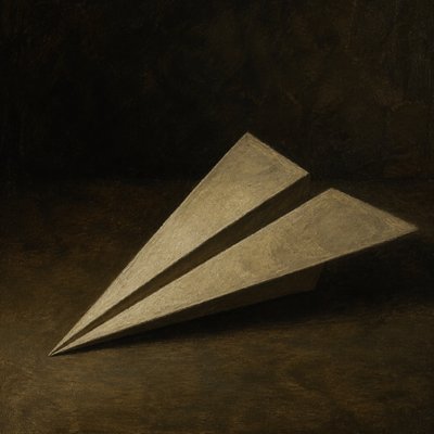 a paper plane, clean minimal composition on a plain background, no text