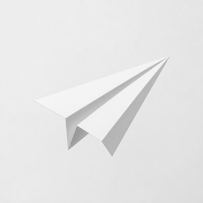 a paper plane, clean minimal composition on a plain background, no text
