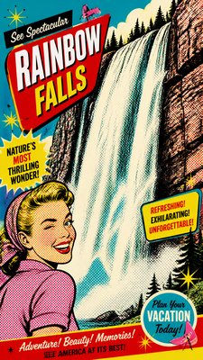towering waterfall cascading down a cliff
