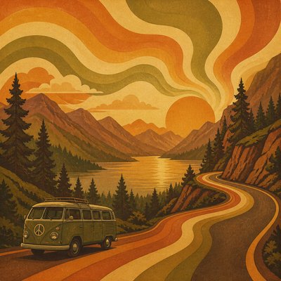 wide landscape with natural scenery — 70s Retro Aesthetic