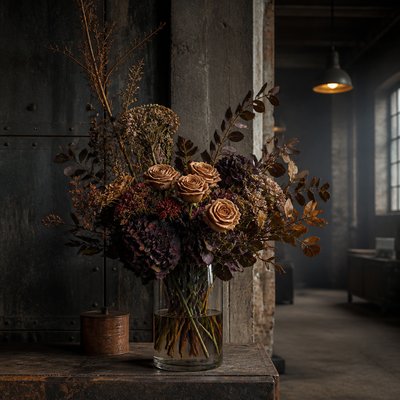 bouquet of flowers in a glass vase