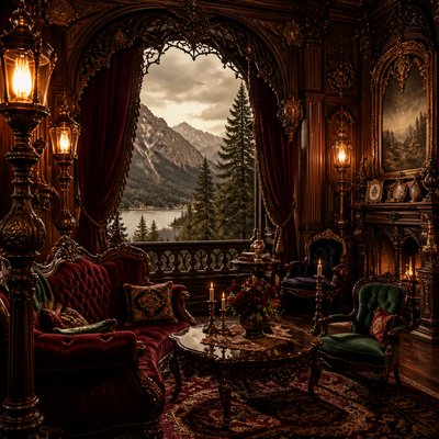 wide landscape with natural scenery — Victorian Furniture Art