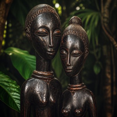 portrait of two people together — Equatorial Guinea Art Style