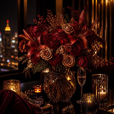 bouquet of flowers in a glass vase