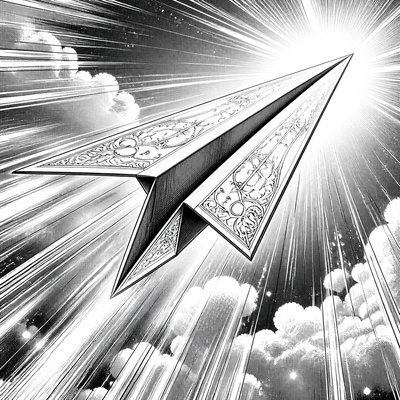 a paper plane, clean minimal composition on a plain background, no text