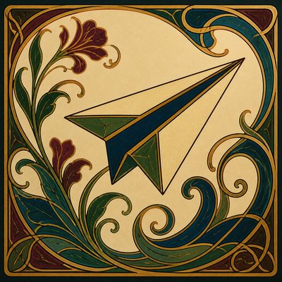 a paper plane, clean minimal composition on a plain background, no text