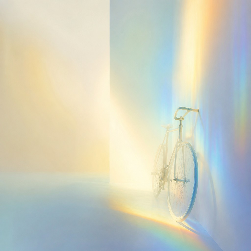 bicyle resting against a wall — Light and Space Art Style