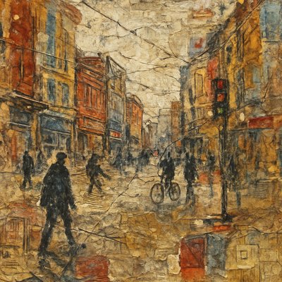 urban street with city activity