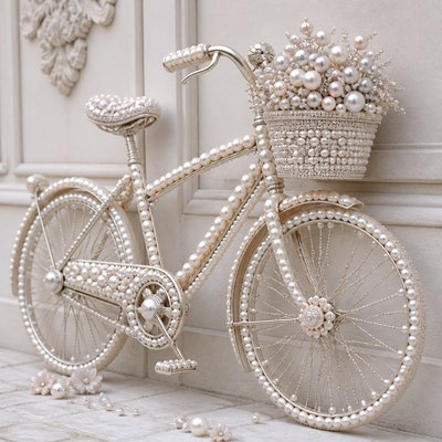 bicyle resting against a wall — Pearl Jewelry Style