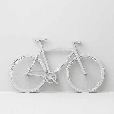 bicyle resting against a wall
