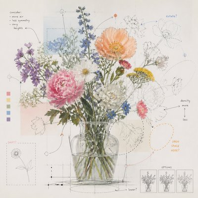 bouquet of flowers in a glass vase