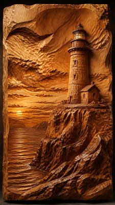 a lone lighthouse on a cliff at dusk under a dramatic sky, no text or lettering