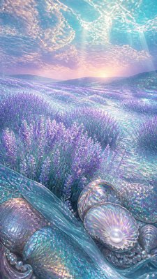a field of lavender stretching to distant hills at dusk, no people