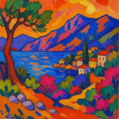 serene landscape with mountains and water