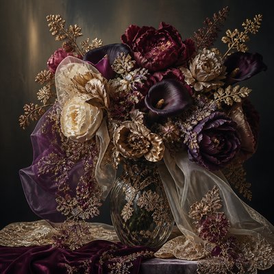 bouquet of flowers in a glass vase