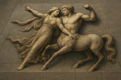 a statue of a man and a woman riding a horse