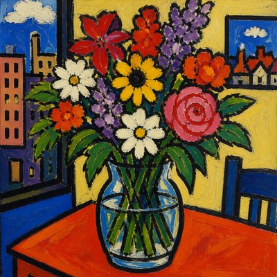 bouquet of flowers in a glass vase