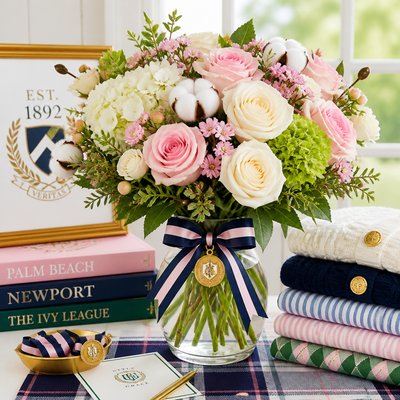 bouquet of flowers in a glass vase
