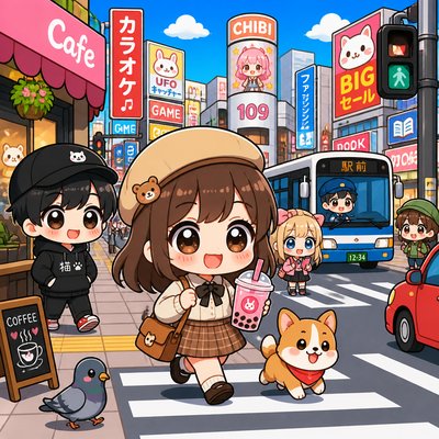 urban street with city activity