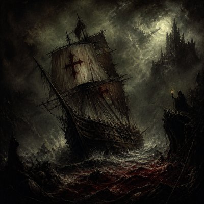sailing ship on a stormy sea