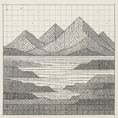 serene landscape with mountains and water