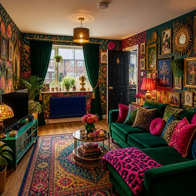 Maximalist Interior Design Style Transfer Example