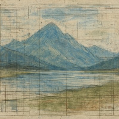 serene landscape with mountains and water