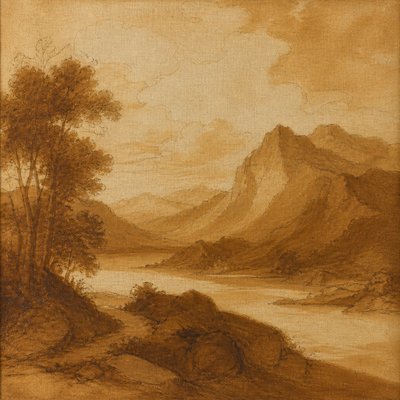 wide landscape with natural scenery — Classical Underpainting Style