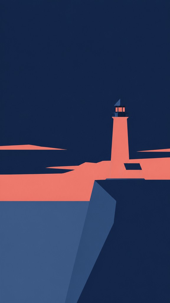 a lone lighthouse on a cliff at dusk under a dramatic sky, no text or lettering