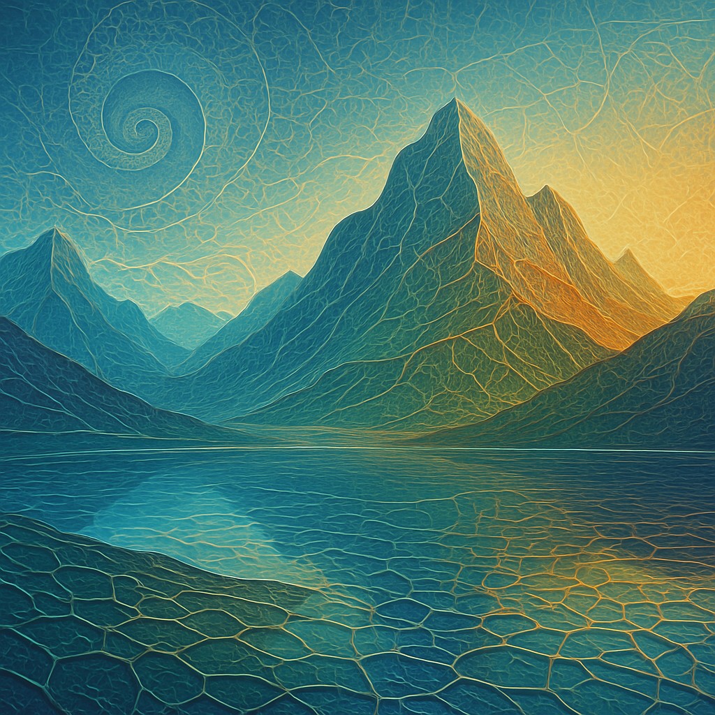 serene landscape with mountains and water