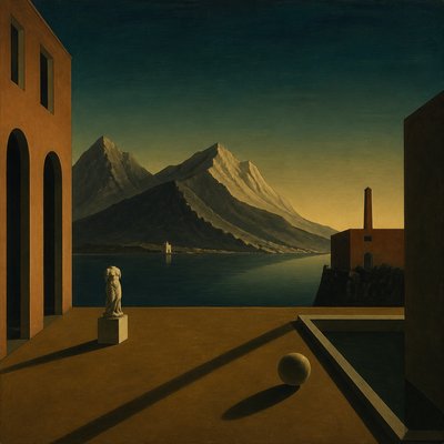 serene landscape with mountains and water