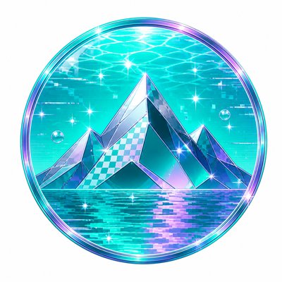 an emblem of a mountain peak inside a circle, simple bold shapes on a plain background, no text or lettering