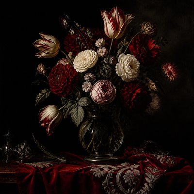 bouquet of flowers in a glass vase