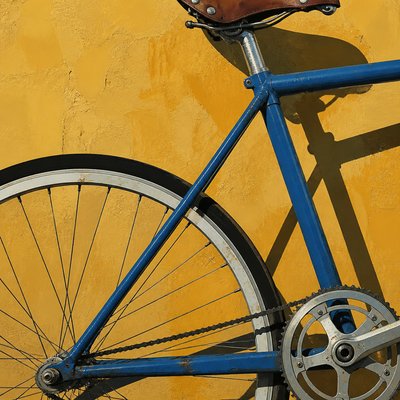 bicyle resting against a wall — Cropping Art Style