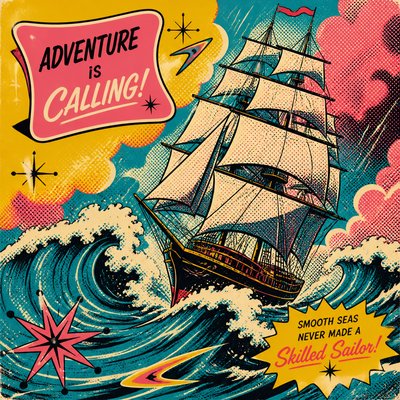 sailing ship on a stormy sea