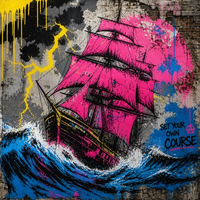 sailing ship on a stormy sea