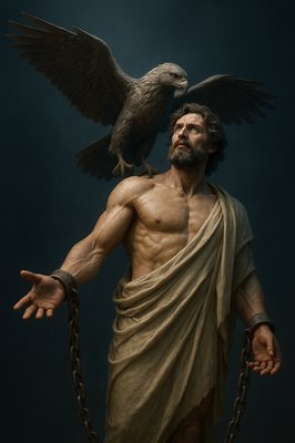 a statue of a man with a bird on his shoulder