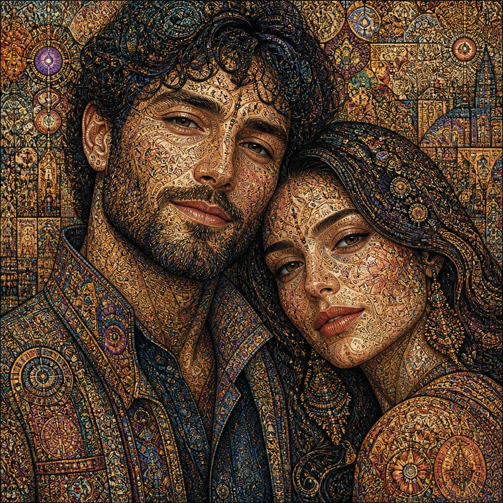 portrait of two people together — Complexity Art Style