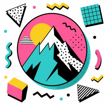 an emblem of a mountain peak inside a circle, simple bold shapes on a plain background, no text or lettering