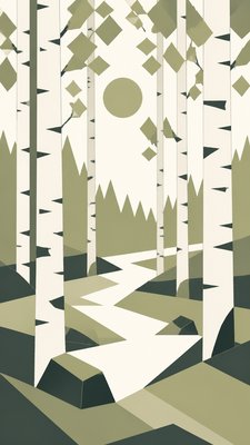 a serene birch forest in soft morning light, no people, no text