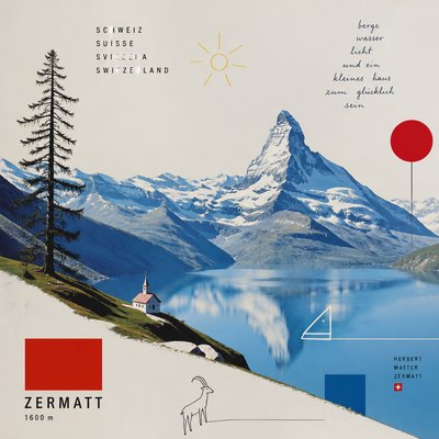 wide landscape with natural scenery — Swiss Art Style