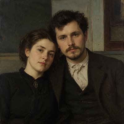 portrait of two people together — Realism Art Style