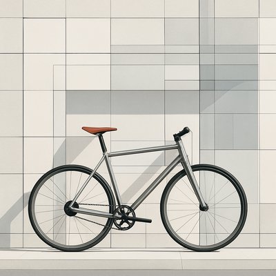 bicyle resting against a wall
