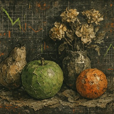still life arrangement of fruits and flowers