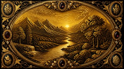 a vast valley with a river winding toward distant mountains at sunrise, no people, no text