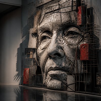 close-up portrait of an elderly person with expressive weathered features