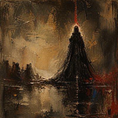 a painting of a person holding an umbrella